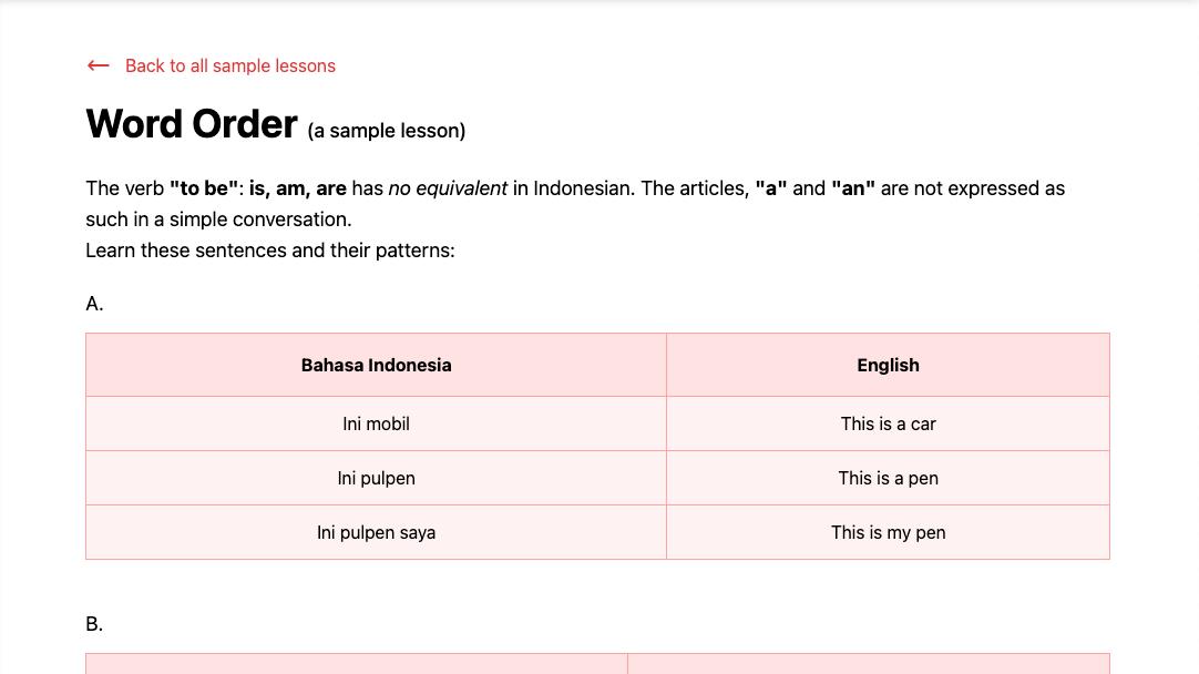 Word Order - Sample Lessons | Puri Bahasa Indonesia
